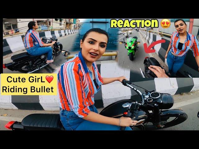 Cute GirL Riding Bullet On Road