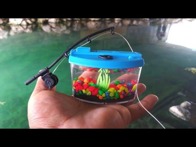 BEST MICRO Fishing Challenge with WORLD'S SMALLEST Rod and AQUARIUM!!! (Help Identify)