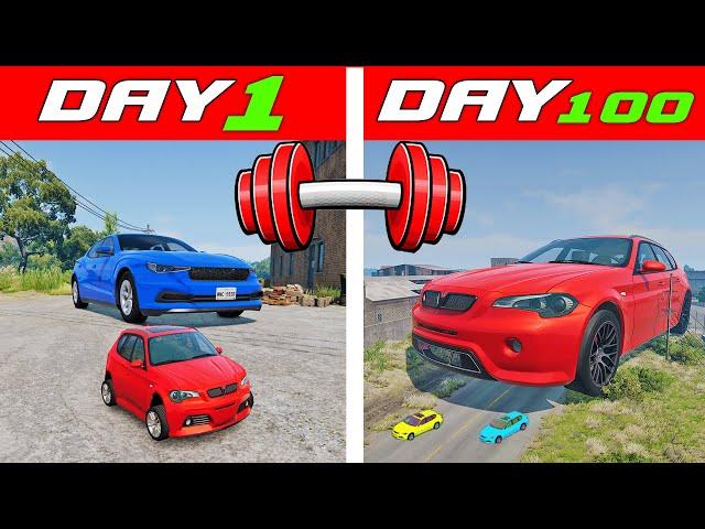 100 DAYS to get BIGGER from TINY to HUGE CAR - BeamNG.drive