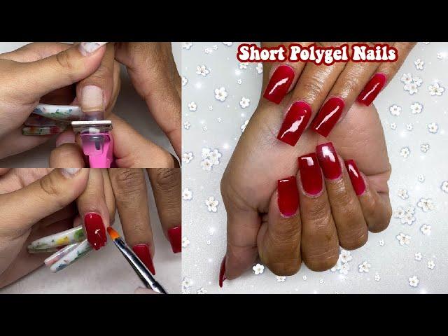 HOW TO DO SHORT POLYGEL NAILS! PERFECT FOR WORK OR SCHOOL | Doing My MOMS NAILS! Nail Tutorial