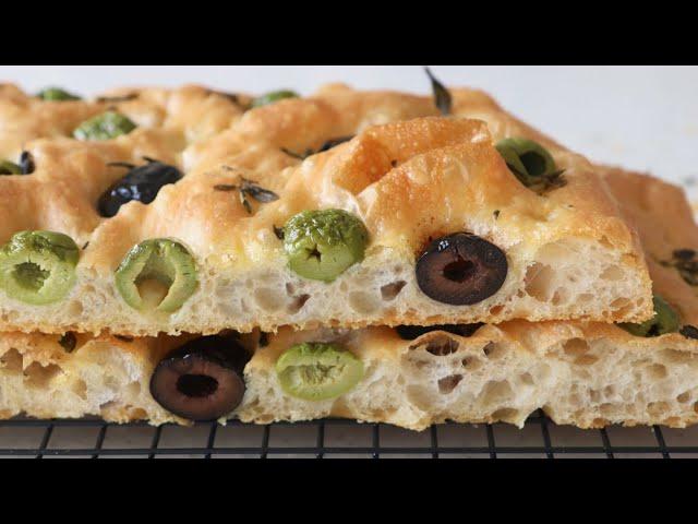 Super Tasty Olive Focaccia (Poolish method)