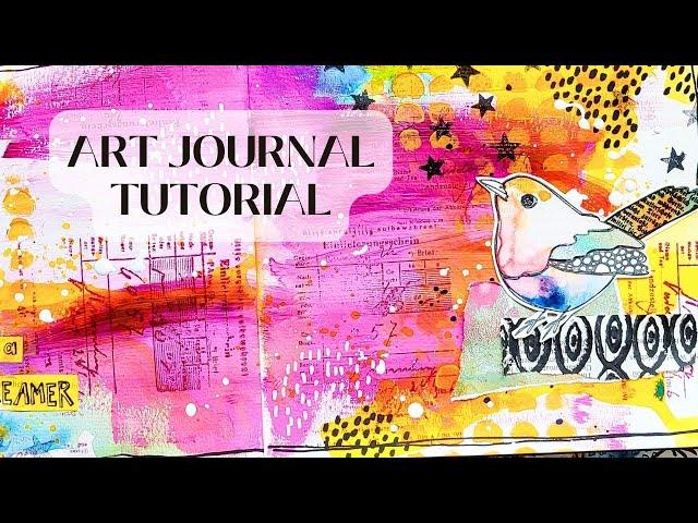 Easy Mixed Media Art Journal Tutorial for Beginners & a Fun Way to colour in Stamps