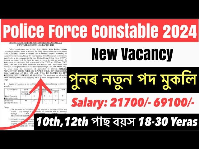 Good NewsPolice Constable New Recruitment 2024//Notification Out Apply Online 10th Pass Job