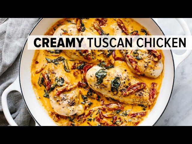 This CREAMY TUSCAN CHICKEN is a wow-worthy dinner recipe with Mediterranean flair!