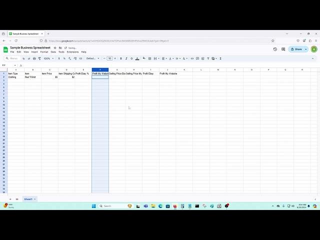 Google Sheets Sample Business Spreadsheet