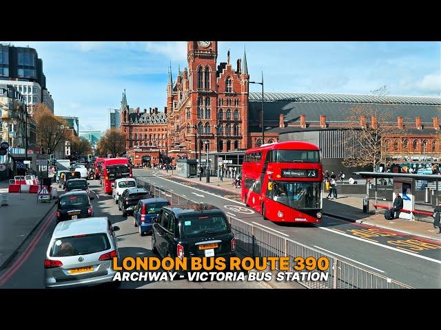 London Bus Ride: Route 390 - North to Central London Upper Deck Views | Archway to Victoria Station