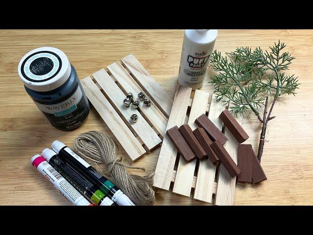 Mini Pallet Snowmen | Dollar Tree Christmas DIY | Just One Craft Project | Snowmen Crafts