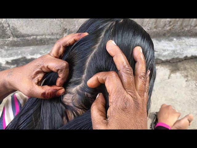 Routine Lightly Oiling for My Long Hair Care Nitpicking / Lice Picking & Simple Hairstyle By Mother