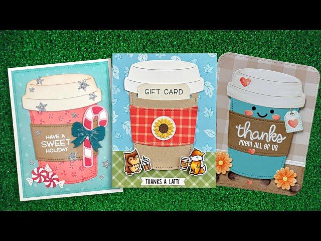 Intro to Coffee Cup Gift Card Holder + 3 cards from start to finish