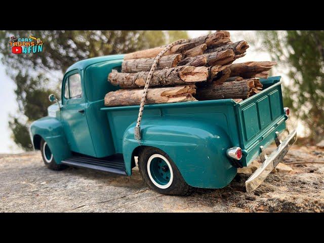 Rocky Road Wood Transport on Old Ford F1 Pickup | @CarsTrucks4Fun