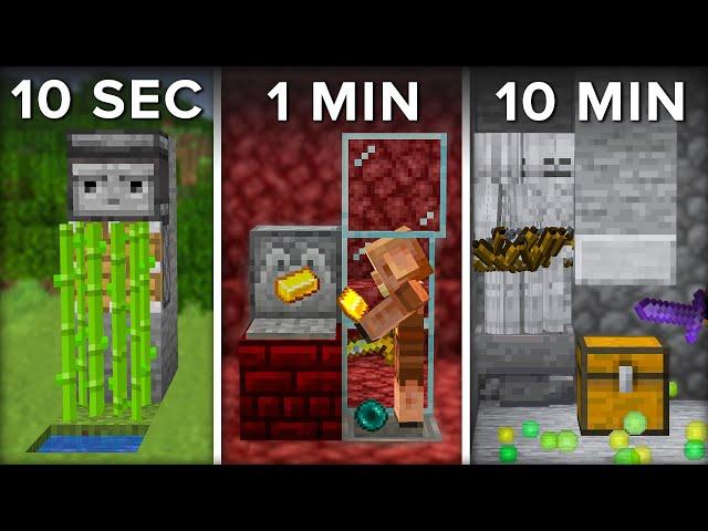 Minecraft Farm In 10 SECONDS, 1 Minute & 10 Minutes