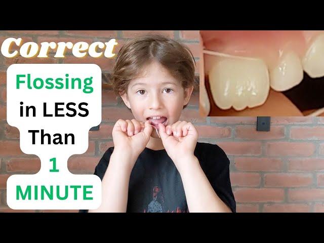 Correct flossing in less than 1 minute. This is how this 7 year old flosses.