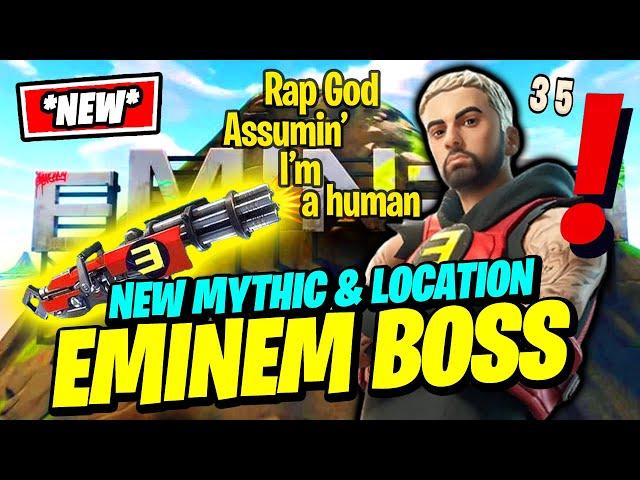 How to Find EMINEM BOSS Location & Mythic Rap God Minigun Gameplay - Fortnite Remix