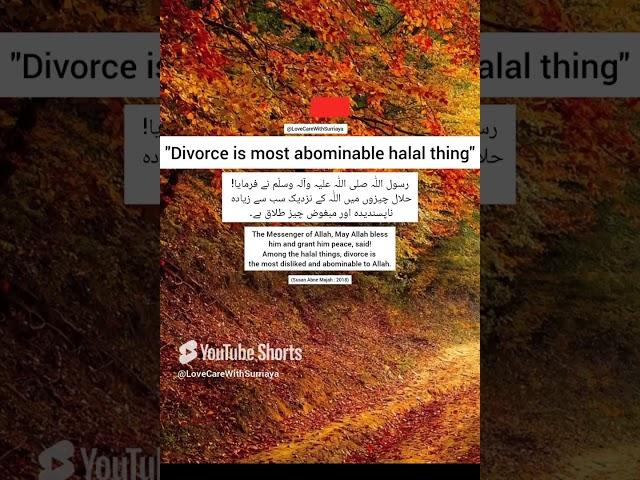 The Prophet ﷺ said, Divorce is the most abominable Halal thing. #ytshorts #viral #islam #youtube