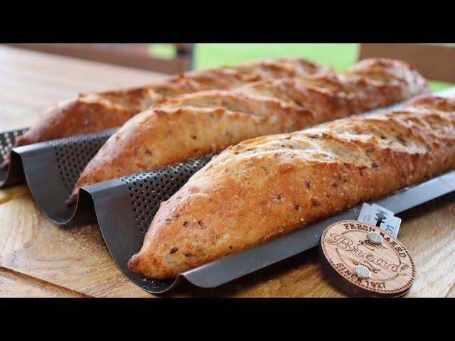 Baguette über Nacht - einfach und knusprig / Saaten - Baguette selber backen