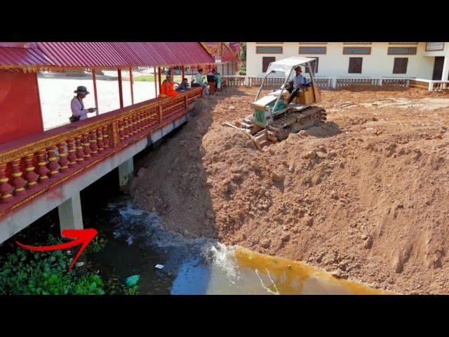 Perfectly Dump Truck Overloading PROJECT! Quickly Pouring Soils to Delete Deep Pond by Dozer Pushing