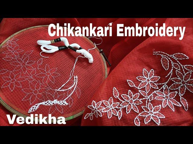 Chikankari Embroidery Tutorial | Christmas Special Hand Embroidery Net Kotta Saree