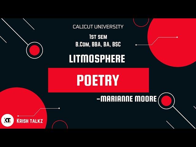 Calicut University |1st Sem| Litmosphere |POETRY |poem summary with question answers |