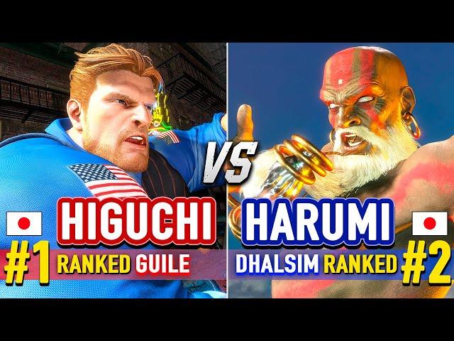 SF6  HIGUCHI (#1 Ranked Guile) vs HARUMI (#2 Ranked Dhalsim)  Street Fighter 6 High Level Gameplay