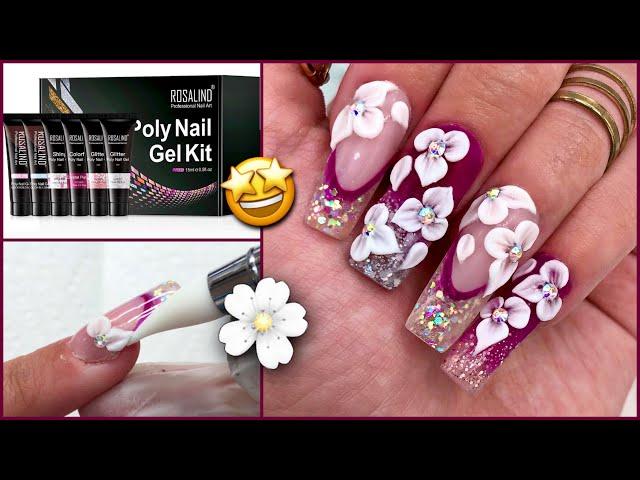 Trying ROSALIND Polygel Kit + 3D Flower Tutorial | Kayla Marie