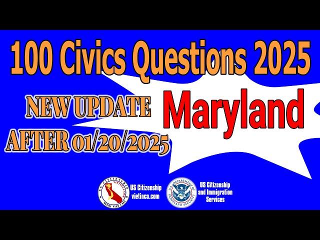 100 Civics Questions for US Citizenship Test 2025 Maryland