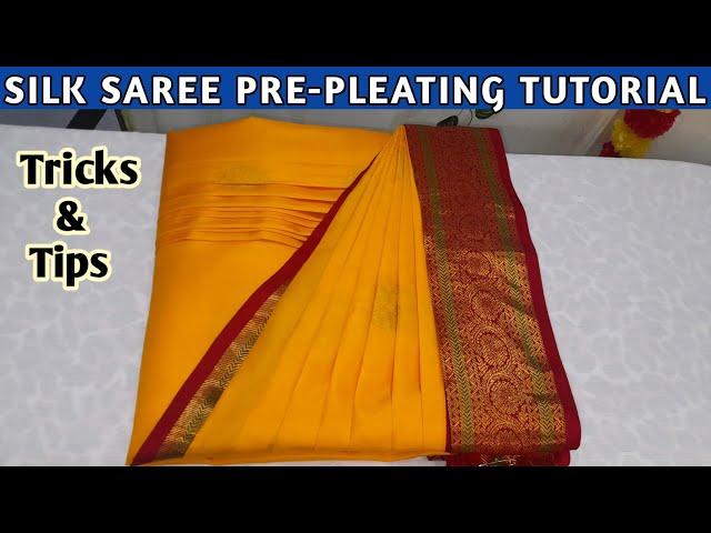 ಸೀರೆ ಸೆರೆಗು ಮತ್ತು ನೆರಿಗೆ ಮಾಡಿ ಮಡಿಚುವ #easy ವಿಧಾನ| Saree Pre-Pleating & Box Folding For Beginners