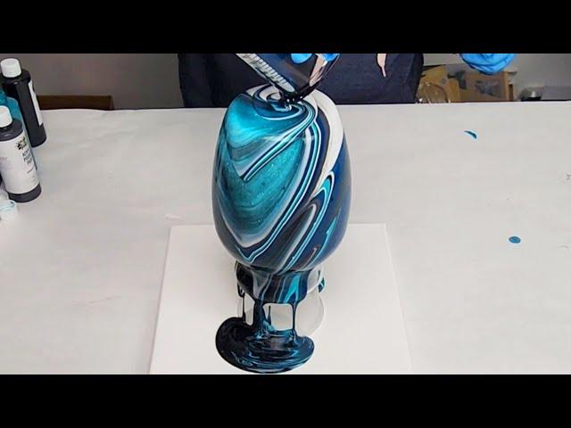 Acrylic Pour on a Vase Sealed with Resin - Start to Finish