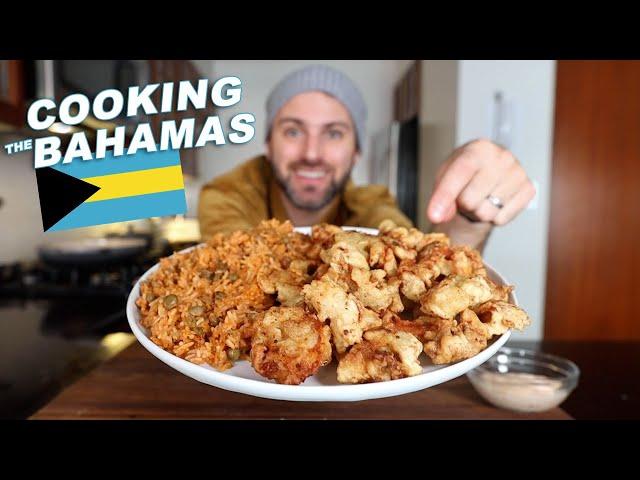 COOKING THE BAHAMAS: Cracked Conch w/ Rice & Peas 