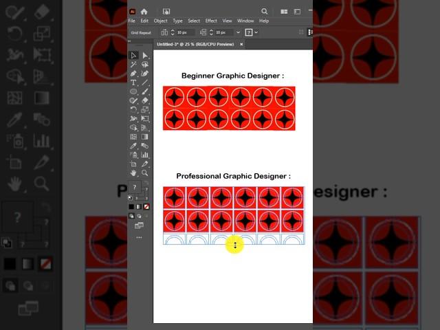 How to Repeat pattern in adobe illustrator |Repeat Grid Tool #graphicdesign #adobe #shorts #tutorial