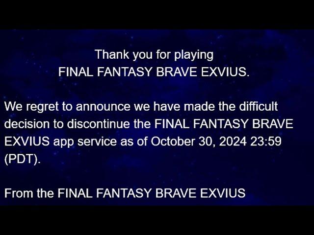 It's real. Final Fantasy Brave Exvius Global End of Service is upon us (October 30th) [FFBE Global]