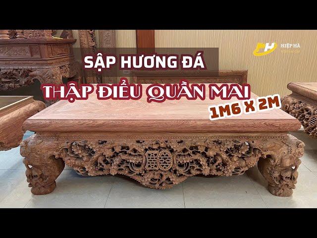 Sập thập điểu quần mai gỗ Hương Đá|Đồ gỗ Hiệp Hà