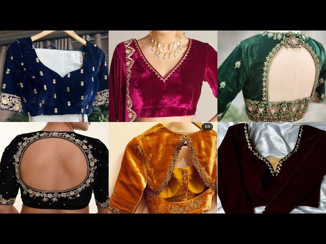 Trendy Velvet Blouse Designs | New Velvet Blouse Neck Pattern | Velvet Fabric Blouse Back Designs