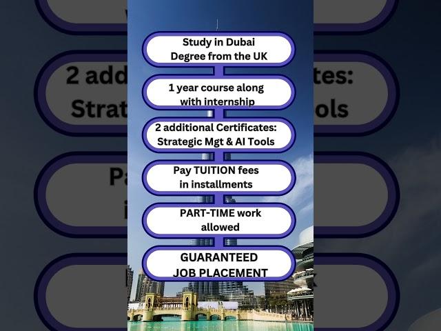 Study MBA in Dubai + Guaranteed Job Placement | Part-Time Work | Visa Support #dubai #studyindubai
