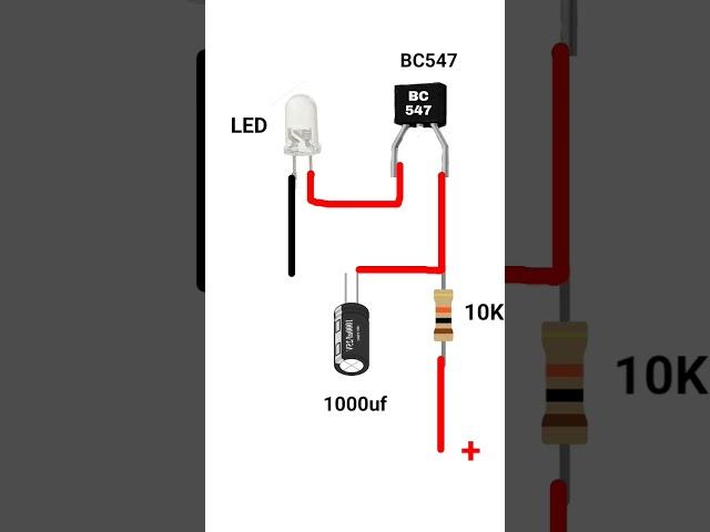 LED Flasher Circuit Using BC547# The simplest #One transistor BC 547 Blinking LED