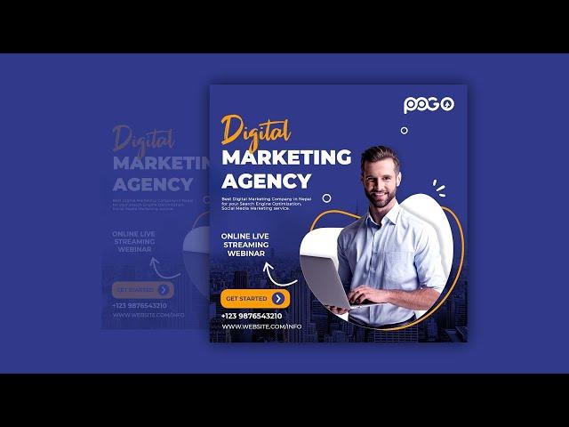 Digital Marketing Agency Social Media Post and Square Flyer Design | Photoshop Tutorial