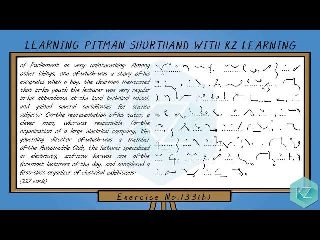 Exercise No.133 @ 60 WPM - Pitman Shorthand Dictation - KZ Learning