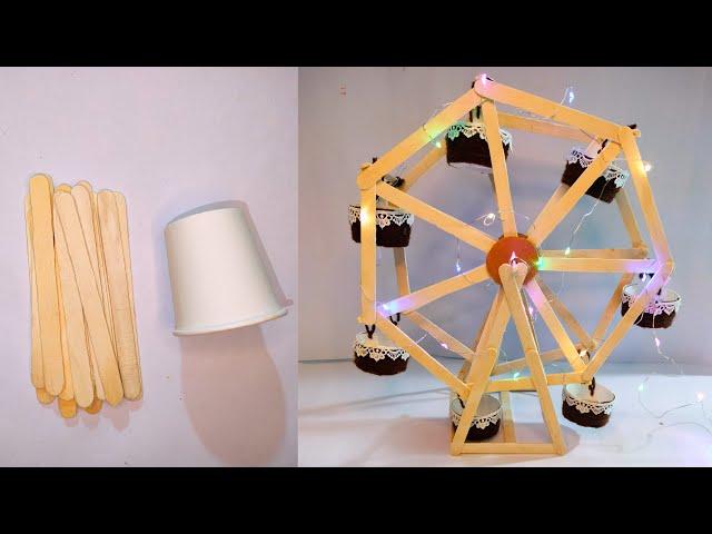 Diy Ferris wheel with popsicle sticks/icecream sticks|Diy Ferris wheel easy|diy project|gift ideas