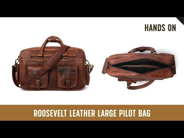 Buffalo Leather Pilot Bag Large in Dark Oak from Buffalo Jackson (Roosevelt Collection)