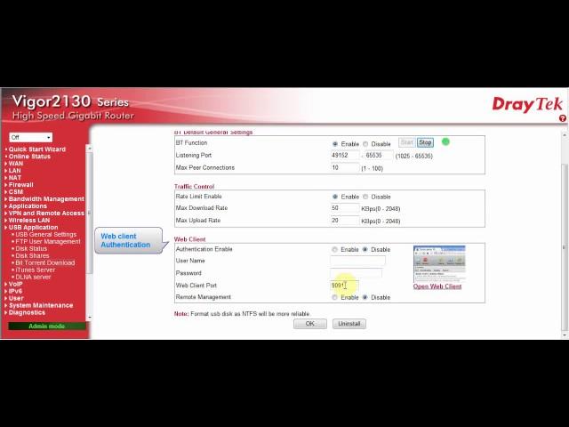DrayTek | Vigor2130 - USB Application - BitTorrent | draytekvietnam.com