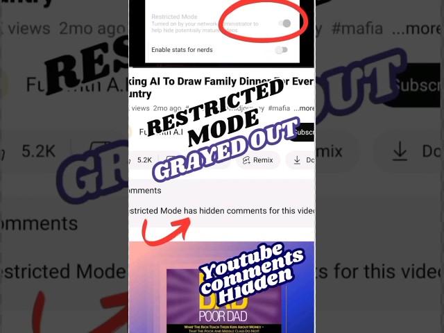 restricted mode has hidden comments for this video #android #youtube #tutorial #restrictedmode