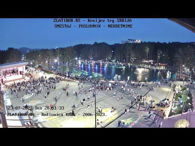 ZlatiborRS Live Stream kamera, jul 2023. - Kraljev trg, jezero, Zlatibor