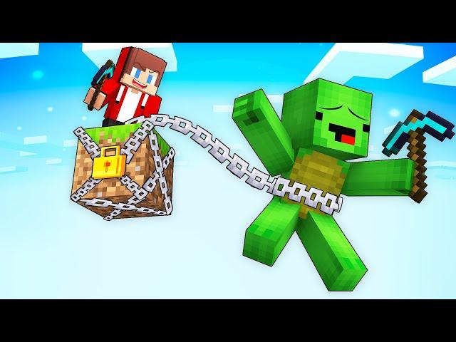 Mikey and JJ Chained Together on One Block in Minecraft (Maizen)