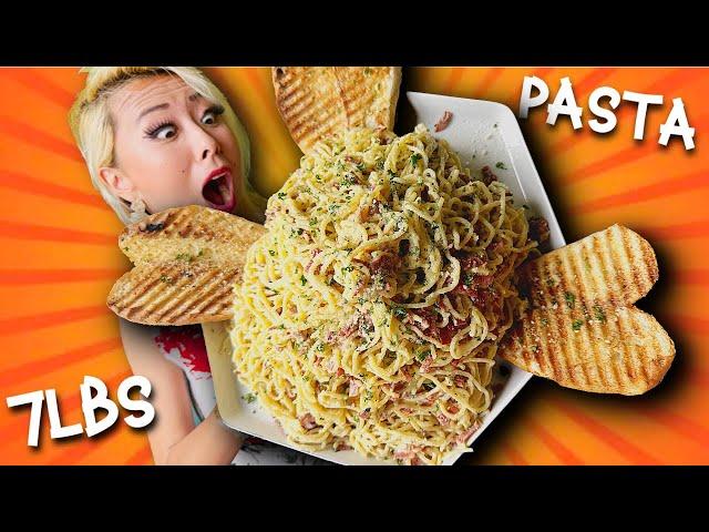 7LBS OF PASTA CARBONARA FOOD CHALLENGE at Flapjax Diner in Santa Monica, CA!! #RainaisCrazy