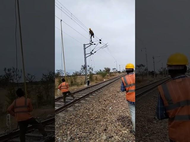 railway OHE jumpar  working  |Short video #railway #song