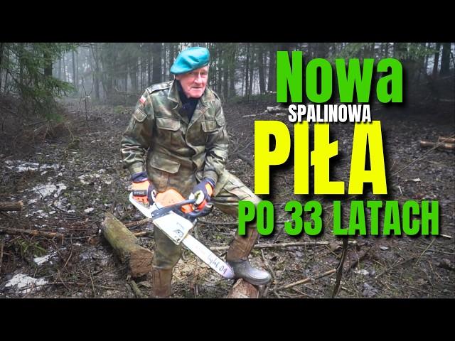 Romek zmienił PILARKĘ po 33 latach! NOWA piła spalinowa w akcji. TEST przy WYCINCE lasu