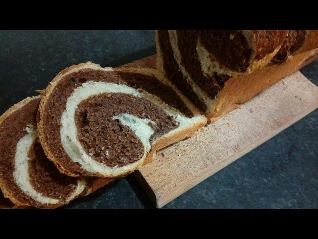 Pan brioche bicolore. Ricetta senza burro.