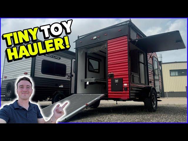 SUV Towable Tiny Toy Hauler is CRAZY Unique! NEW 2025 Sunset Park 139T Travel Trailer RV Review!