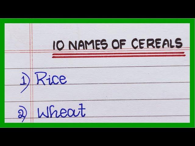 Names of Cereals in English | 10 Cereals Names | List of Cereals in English