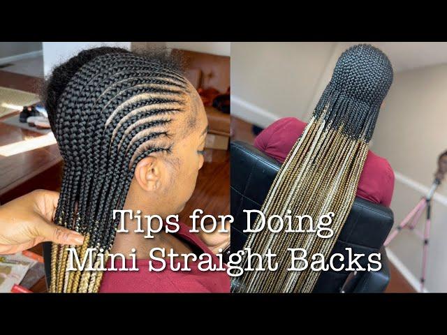 Tips For Doing Mini Straight Back Feed in Braids | Ombré Straight Back Braids