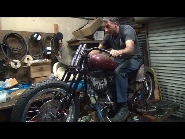 #125 1973 shovelhead loose the ugly kickstart custom bobber build 74ci FX FL harley by tatro machine